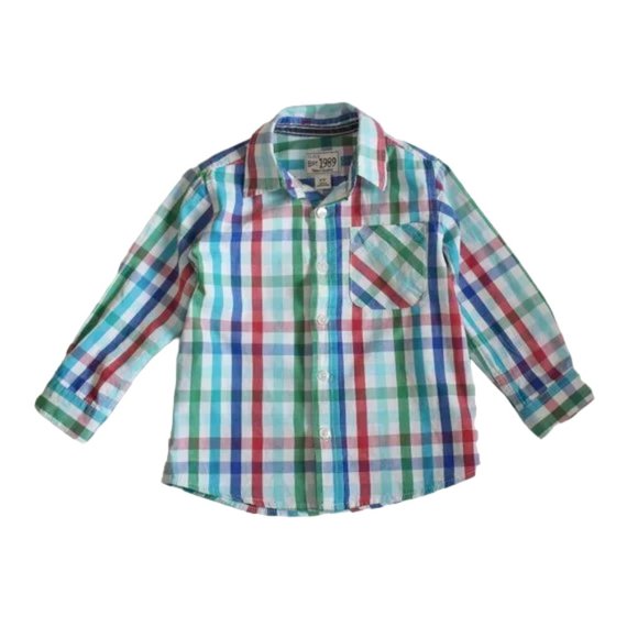 Place 1989 Plaid Poplin Button Down Shirt Boy's size 3 T - Picture 6 of 7